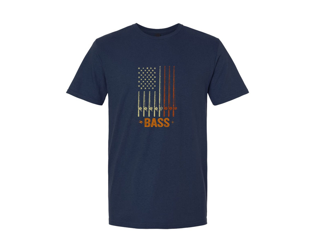 brand:Generic|color:Navy|Vintage American Flag Made Of Fishing Ro Graphic T-Shirt