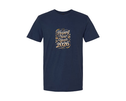 brand:Generic|color:Navy|Happy New Year 2026 Gold Luxury Graphic T-Shirt