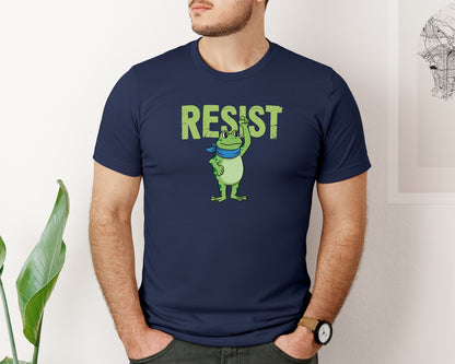 brand:Bella Canvas|color:Navy|Portland Protest Frog Resist Funny Graphic T-Shirt