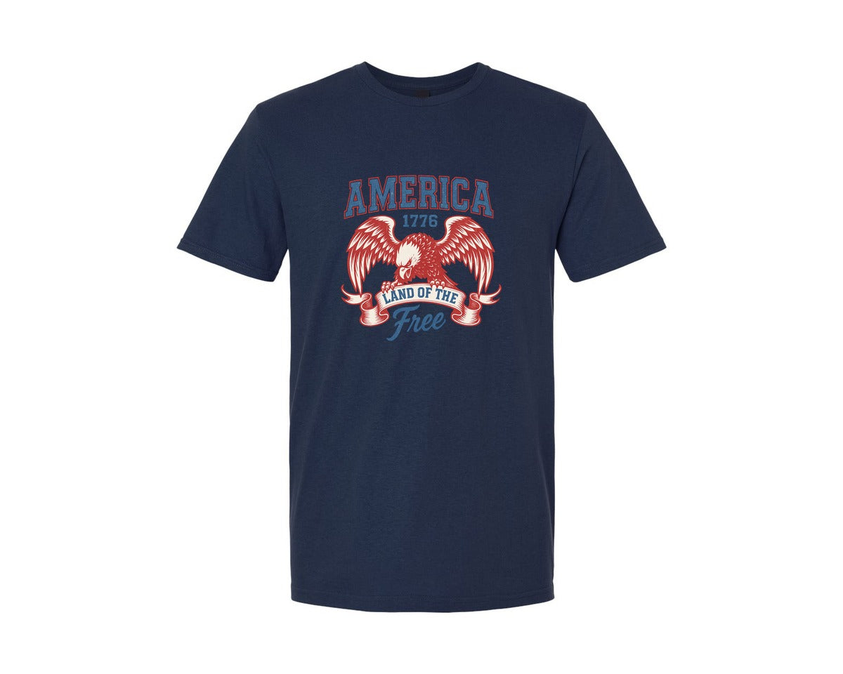 brand:Generic|color:Navy|America Land Of The Free Freedom Graphic T-Shirt