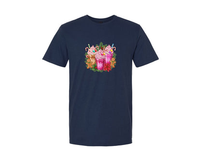 brand:Generic|color:Navy|Festive Holiday Drink Illustration Graphic T-Shirt