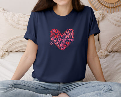 brand:Bella Canvas|color:Navy|Six Seven Valentine 6 7 Heart Graphic T-Shirt