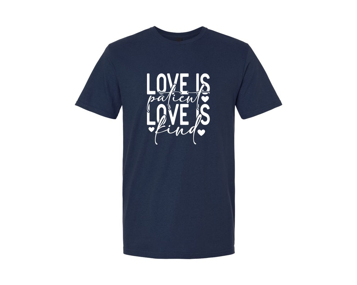 brand:Generic|color:Navy|Love Is Patient Love Is Kind 36 Graphic T-Shirt