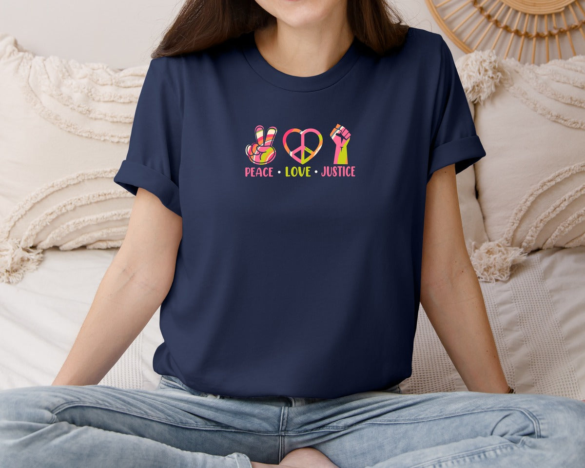 brand:Bella Canvas|color:Navy|Human Rights T Shirt Designs 2024 3 Graphic T-Shirt