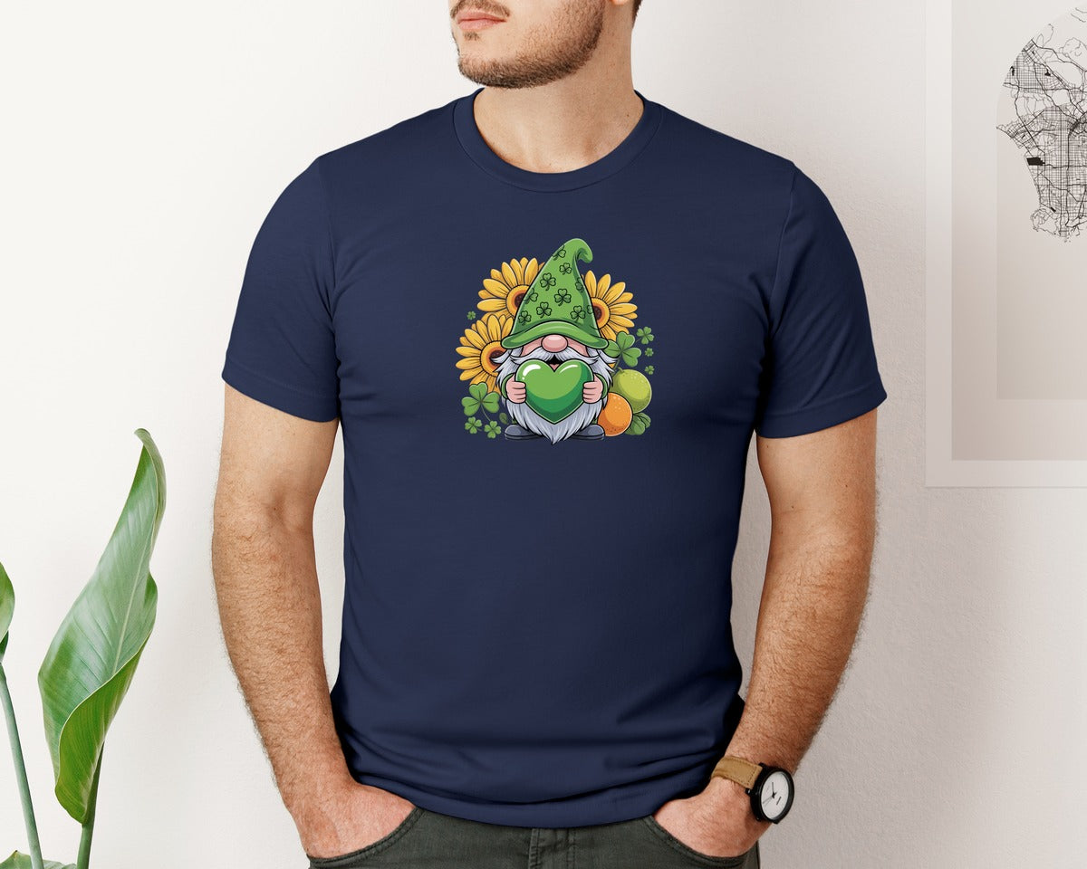 brand:Bella Canvas|color:Navy|Lucky Shamrock Gnome St Patricks Graphic T-Shirt