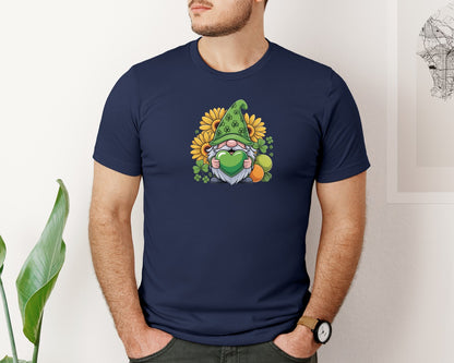 brand:Bella Canvas|color:Navy|Lucky Shamrock Gnome St Patricks Graphic T-Shirt