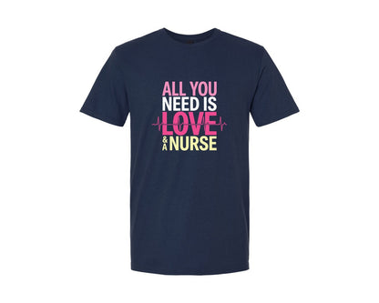 brand:Generic|color:Navy|All You Need Is Love And A Nurse Graphic T-Shirt