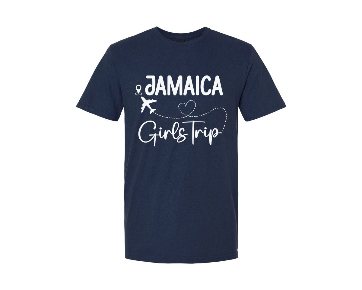 brand:Generic|color:Navy|Girls Trip Jamaica Vacation Trip Graphic T-Shirt