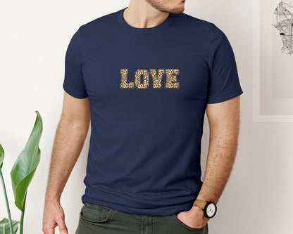 brand:Bella Canvas|color:Navy|Love Leopard Print Designs T Shirt Graphic T-Shirt