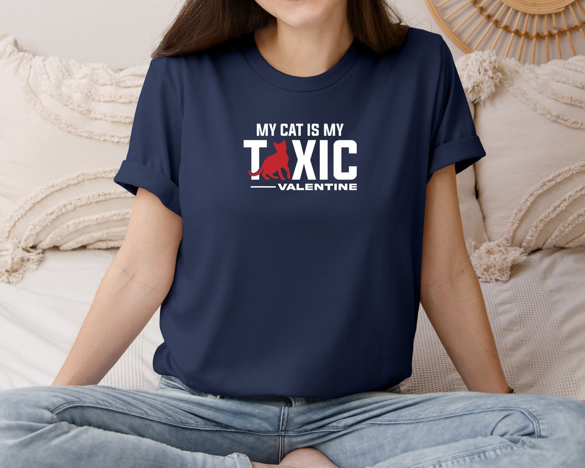 brand:Bella Canvas|color:Navy|My Cat Is Mytoxic Valentine Tshirt Graphic T-Shirt