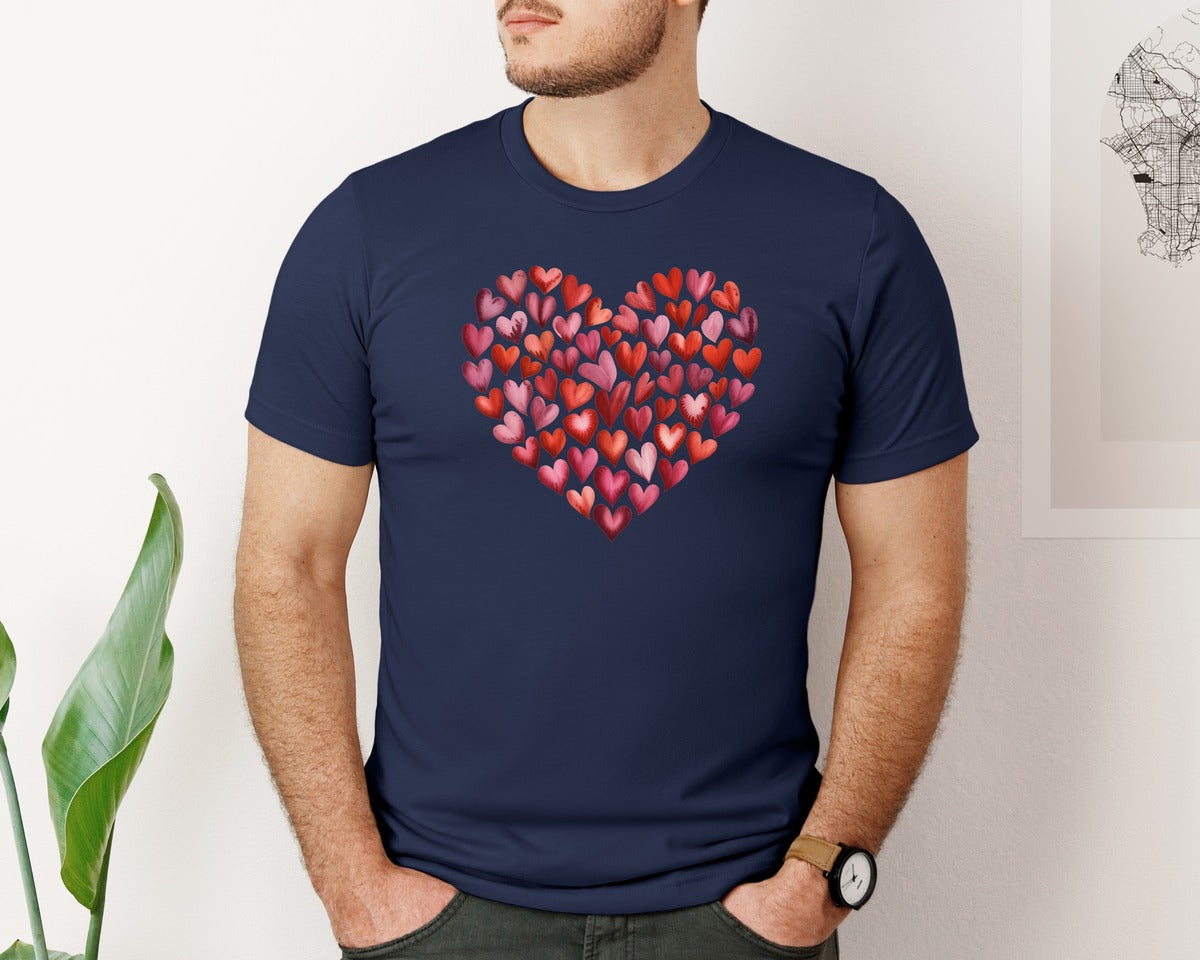 brand:Bella Canvas|color:Navy|Valentines Day Heart Pngvalentine Heart Graphic T-Shirt