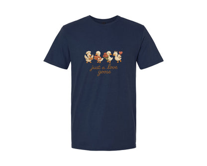 brand:Generic|color:Navy|Faux Yarn Humorous Silly Goose Valentine Graphic T-Shirt