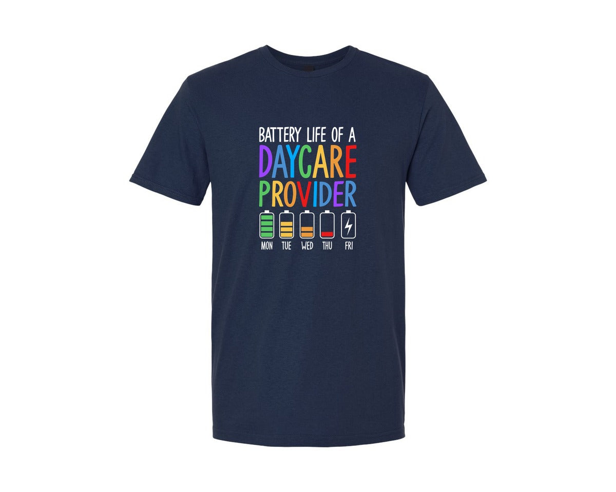 brand:Generic|color:Navy|Battery Life Of Daycare Provider Graphic T-Shirt