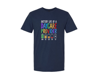 brand:Generic|color:Navy|Battery Life Of Daycare Provider Graphic T-Shirt