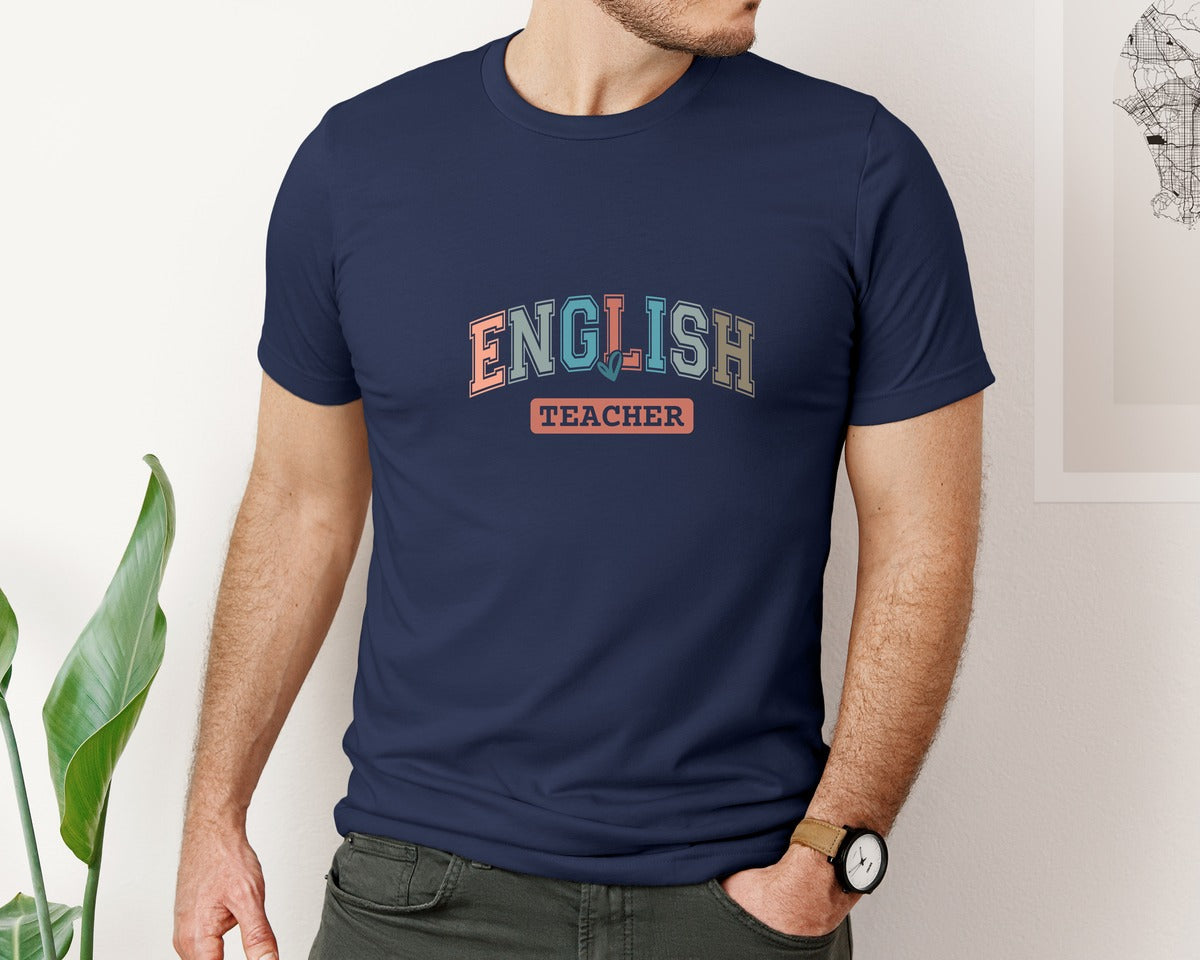 brand:Bella Canvas|color:Navy|English Teacher 5 Graphic T-Shirt