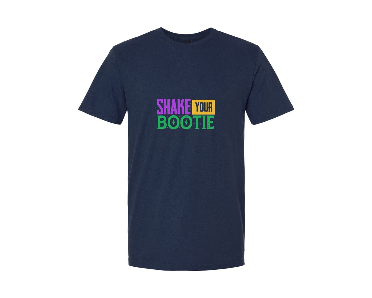 brand:Generic|color:Navy|Shake Your Bootie Mardi Gras Graphic T-Shirt