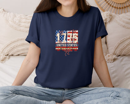 brand:Bella Canvas|color:Navy|Retro America Brushstroke Graphic T-Shirt