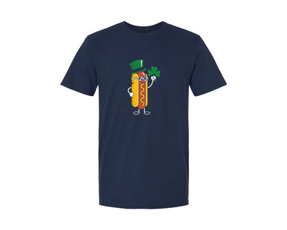 brand:Generic|color:Navy|Funny St Patricks Day Hot Dog Graphic T-Shirt