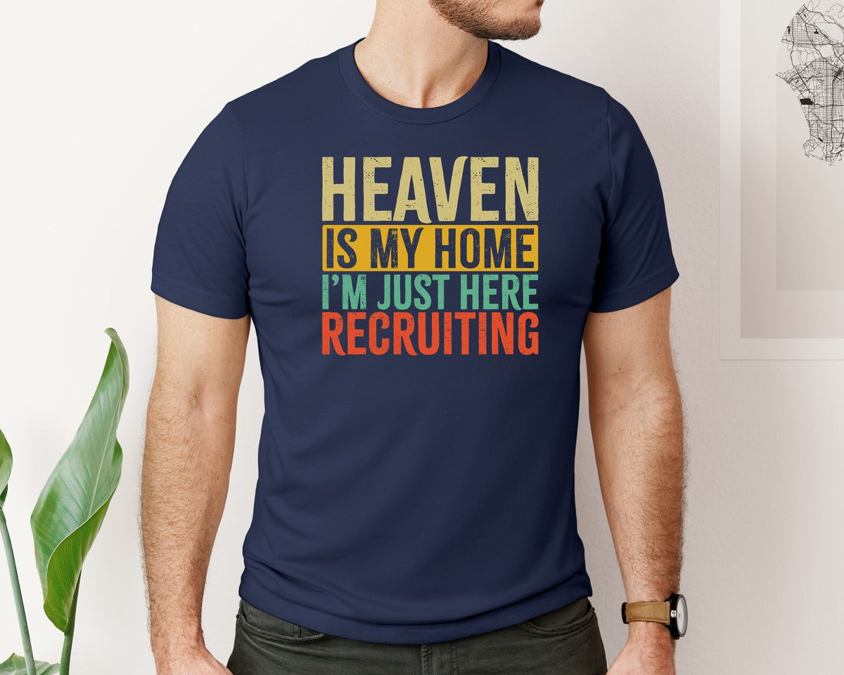 brand:Bella Canvas|color:Navy|Heaven Is My Home Christian Religious 2 Graphic T-Shirt