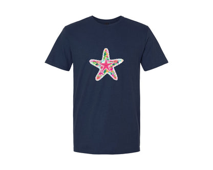 brand:Generic|color:Navy|Preppy Summer Starfish Beach 3 Graphic T-Shirt