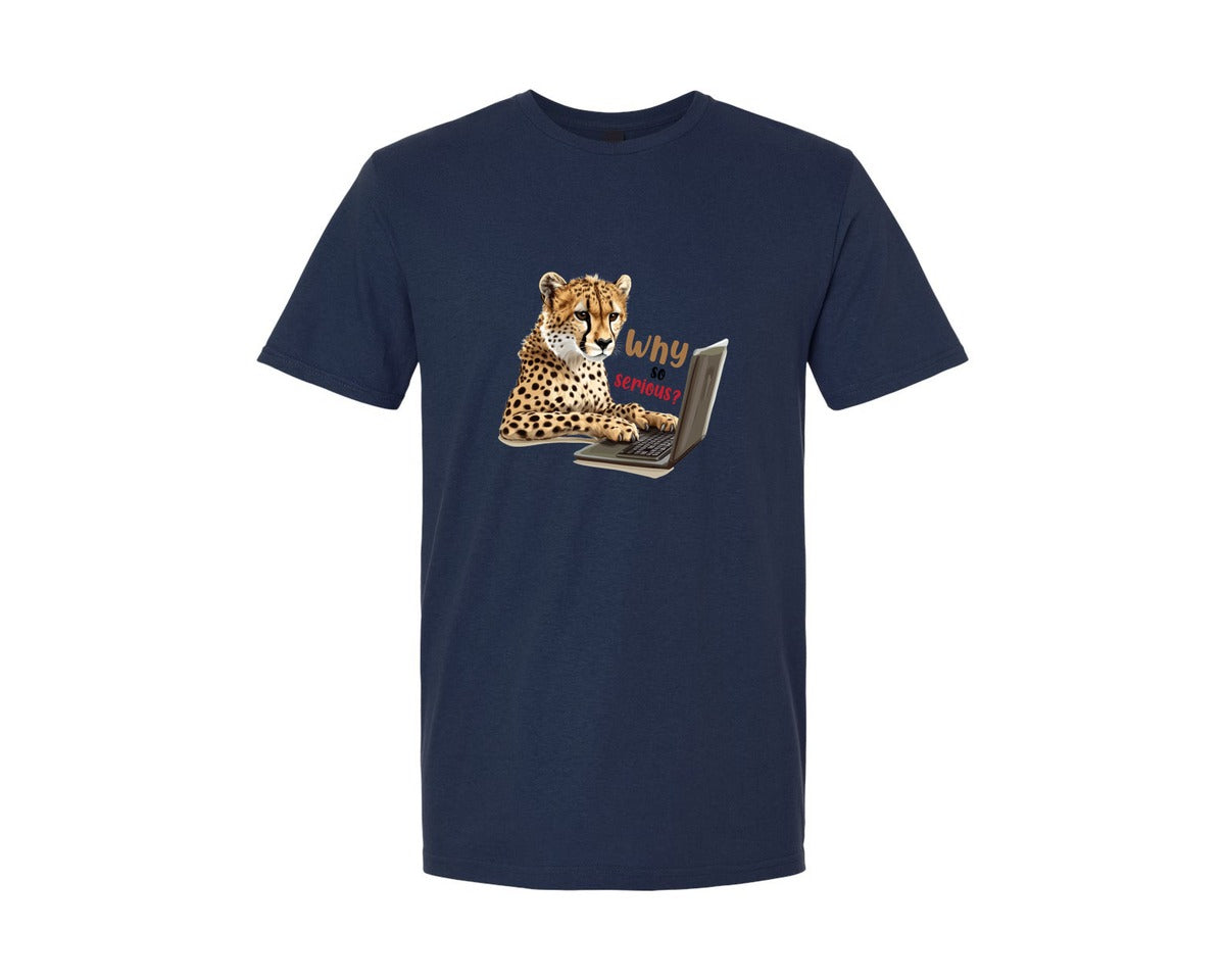 brand:Generic|color:Navy|Tiger Typing On A Laptop T Shirt Print Graphic T-Shirt