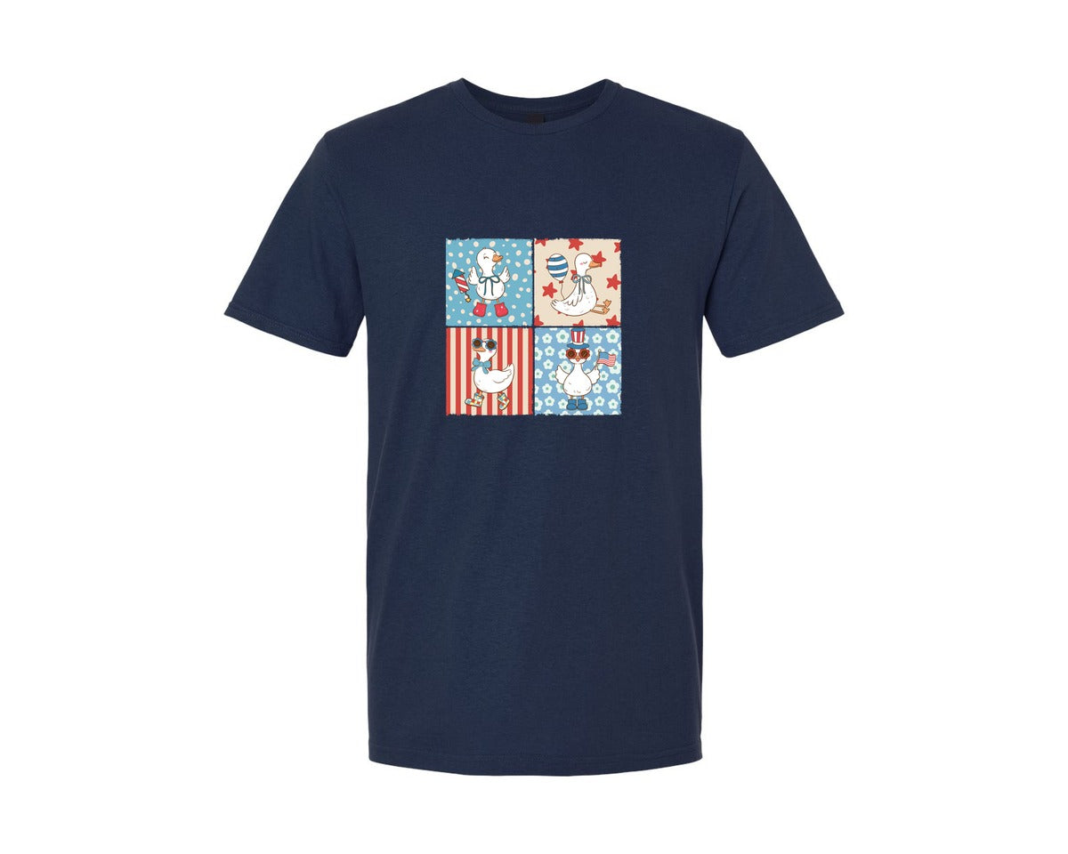 brand:Generic|color:Navy|4Th Of July Goose Patriotic Graphic T-Shirt
