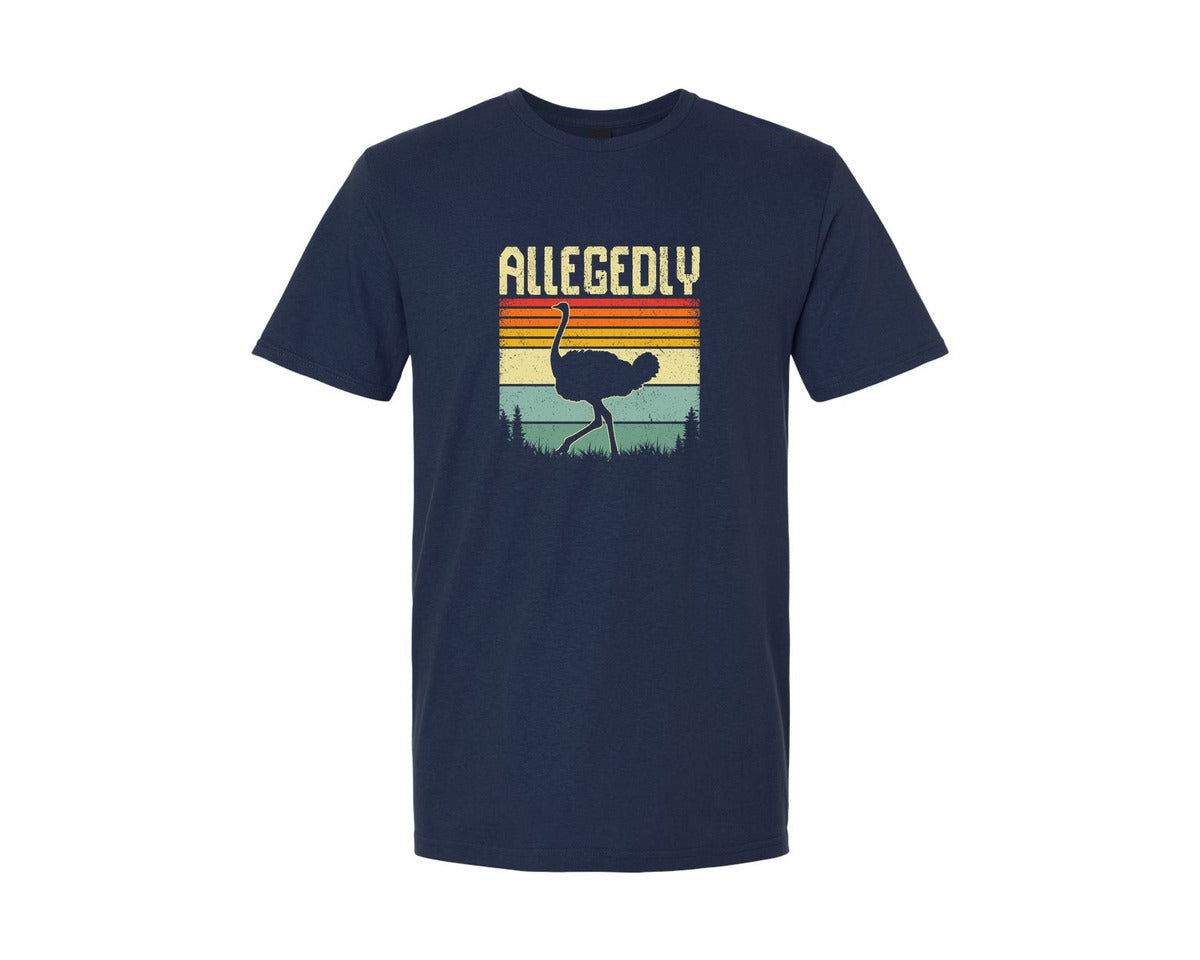 brand:Generic|color:Navy|Allegedly Ostrich Retro Funny T Shirt Graphic T-Shirt