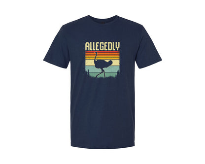 brand:Generic|color:Navy|Allegedly Ostrich Retro Funny T Shirt Graphic T-Shirt