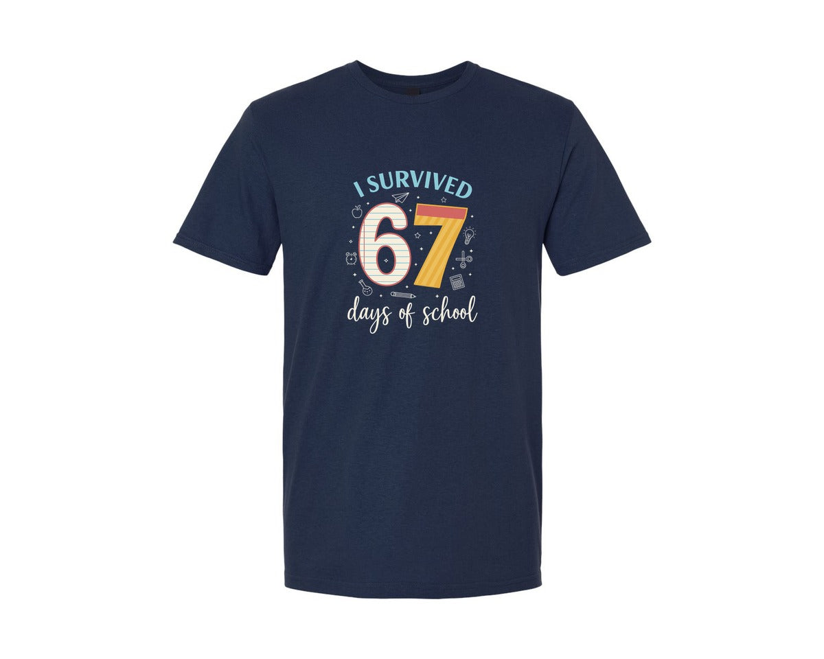 brand:Generic|color:Navy|67 Days Of School Celebration Graphic T-Shirt