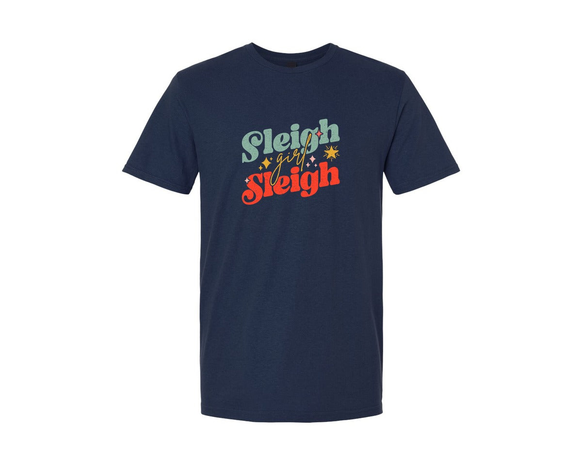 brand:Generic|color:Navy|Christmas Cheeky Sleigh Girl Sassy Graphic T-Shirt