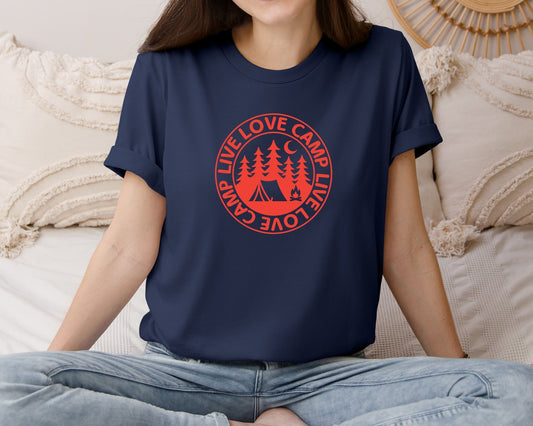 Vintage Circular Camping Badge T Shirt Graphic T-Shirt