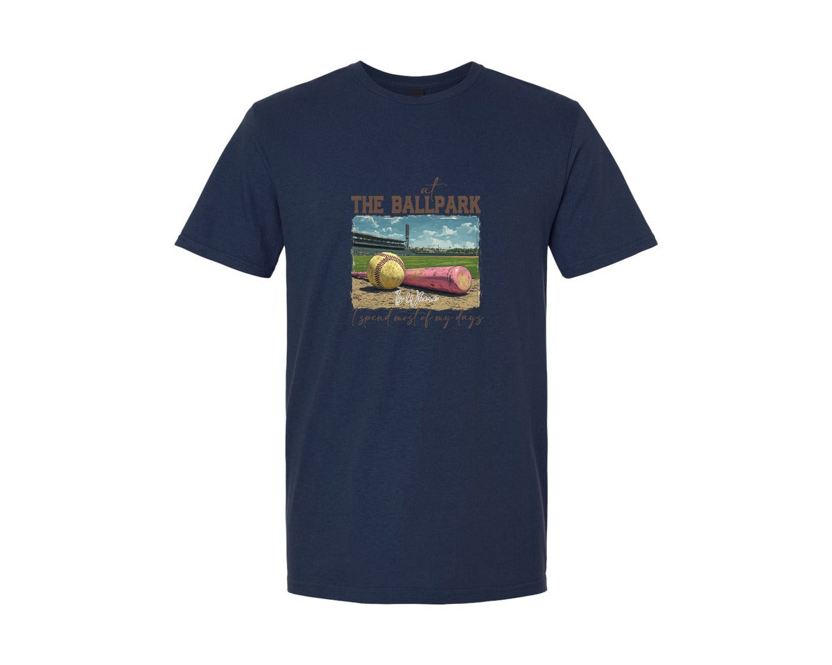 brand:Generic|color:Navy|At The Ballpark Funny Softball Graphic T-Shirt