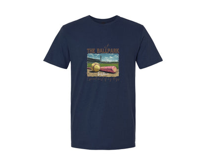 brand:Generic|color:Navy|At The Ballpark Funny Softball Graphic T-Shirt