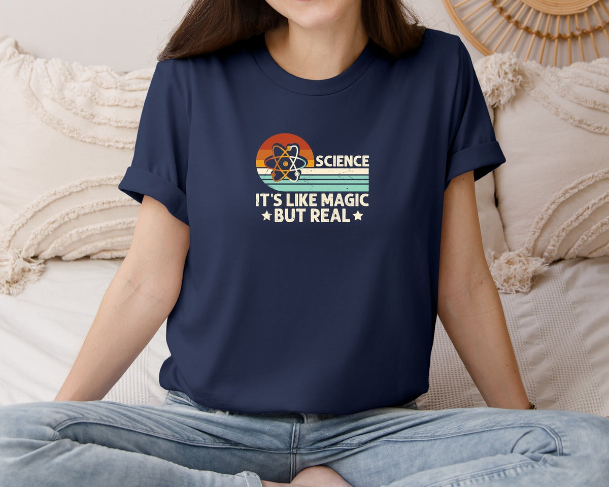 brand:Bella Canvas|color:Navy|Science Its Like Magic But Real T Shirt 2 Graphic T-Shirt