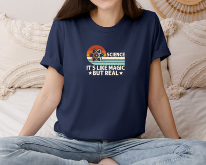 brand:Bella Canvas|color:Navy|Science Its Like Magic But Real T Shirt 2 Graphic T-Shirt