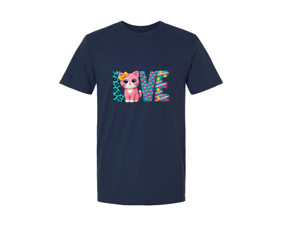 brand:Generic|color:Navy|Crochet Valentine Love 2 Graphic T-Shirt