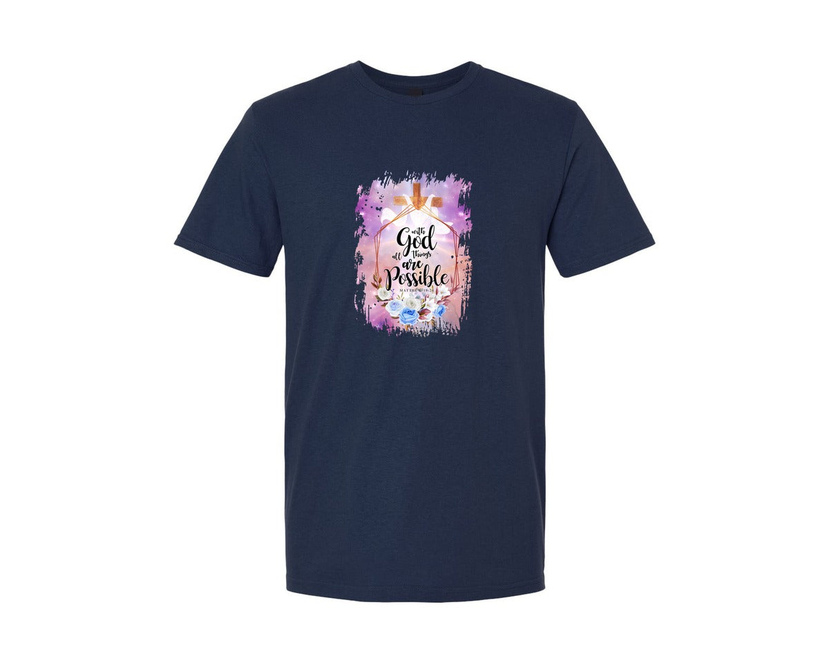brand:Generic|color:Navy|With God All Things Are Possible Sub Graphic T-Shirt