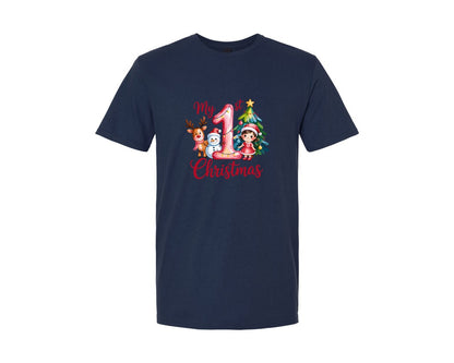 brand:Generic|color:Navy|My First 1St Christmas Pink Girl Graphic T-Shirt