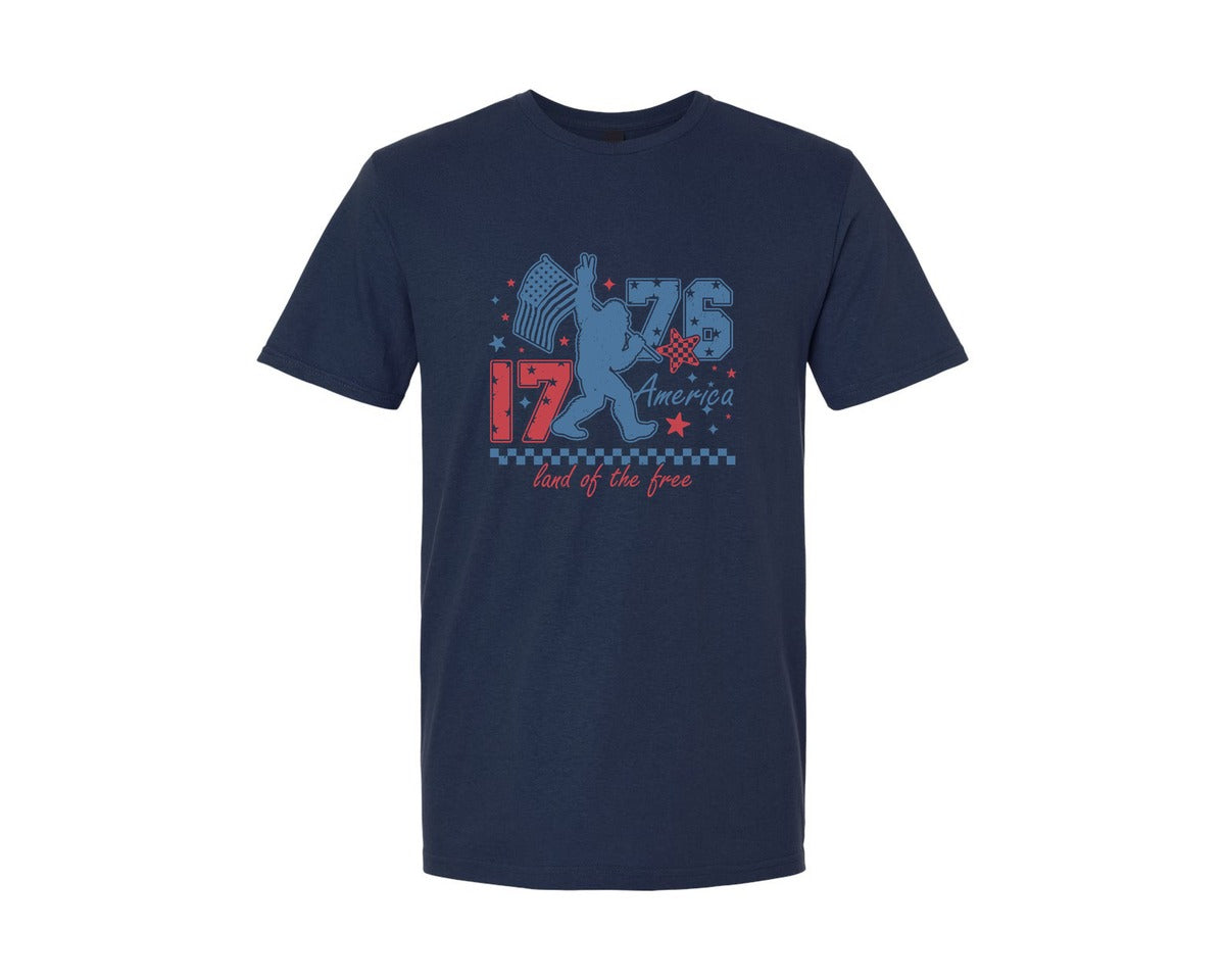 brand:Generic|color:Navy|1776 Bigfoot Patriotic 4Th Of July Graphic T-Shirt