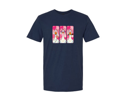 brand:Generic|color:Navy|Cute Valentine Goose Love Graphic T-Shirt