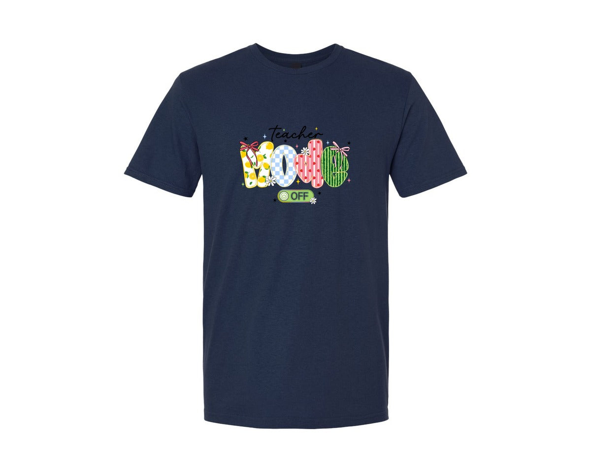 brand:Generic|color:Navy|Funny Teacher Mode Off Summer Graphic T-Shirt