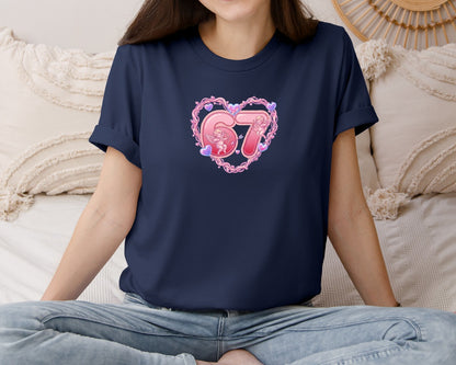 brand:Bella Canvas|color:Navy|67 Valentine Heart Love Cupid Graphic T-Shirt