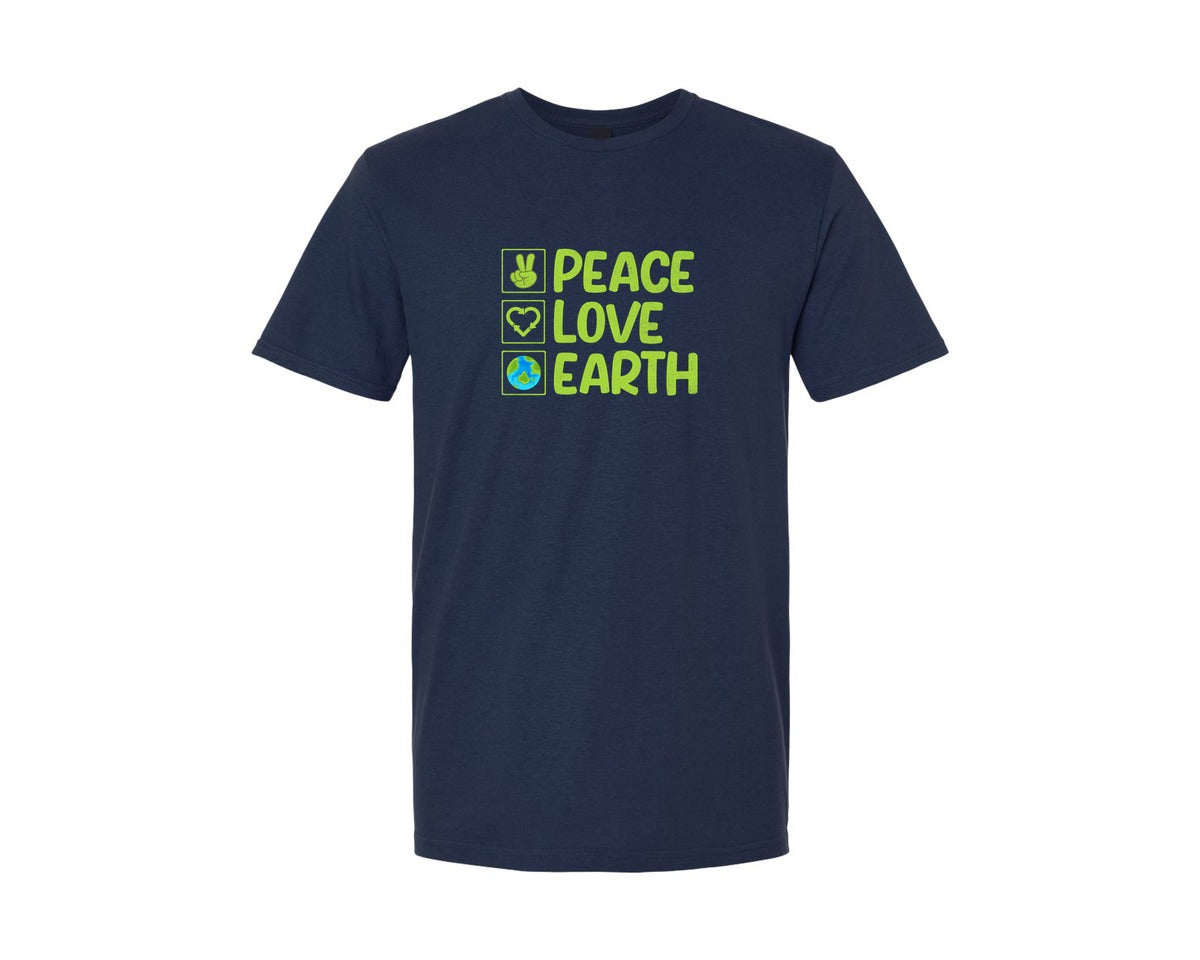 brand:Generic|color:Navy|Peace Love Earth T Shirt Graphic T-Shirt