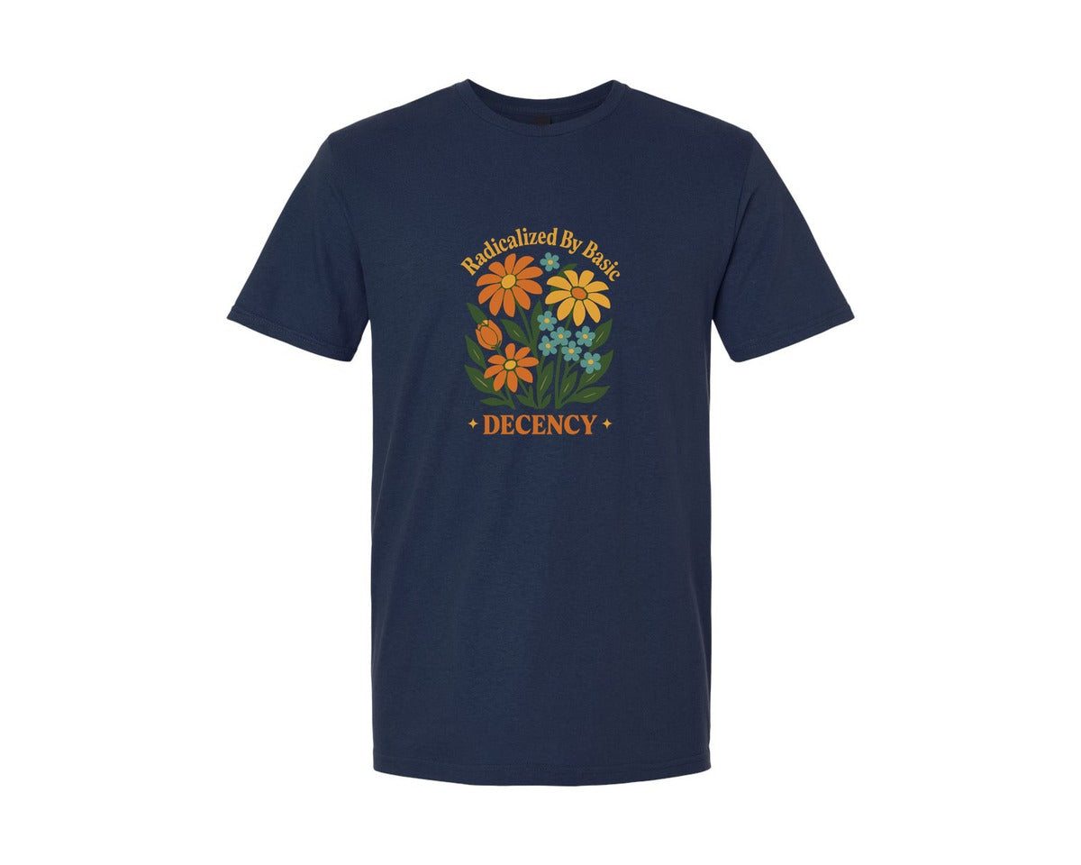 brand:Generic|color:Navy|Radicalized By Basic Decency Retro Graphic T-Shirt