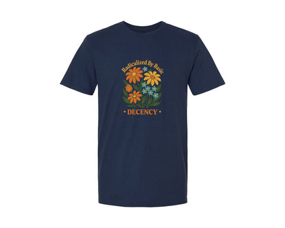 brand:Generic|color:Navy|Radicalized By Basic Decency Retro Graphic T-Shirt