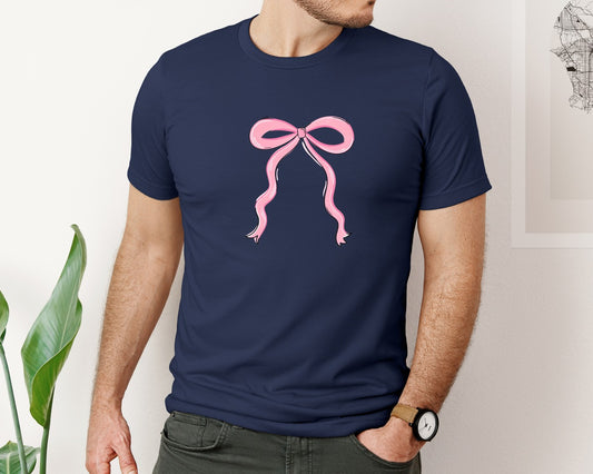 Hand Drawn Pink Bow Graphic T-Shirt