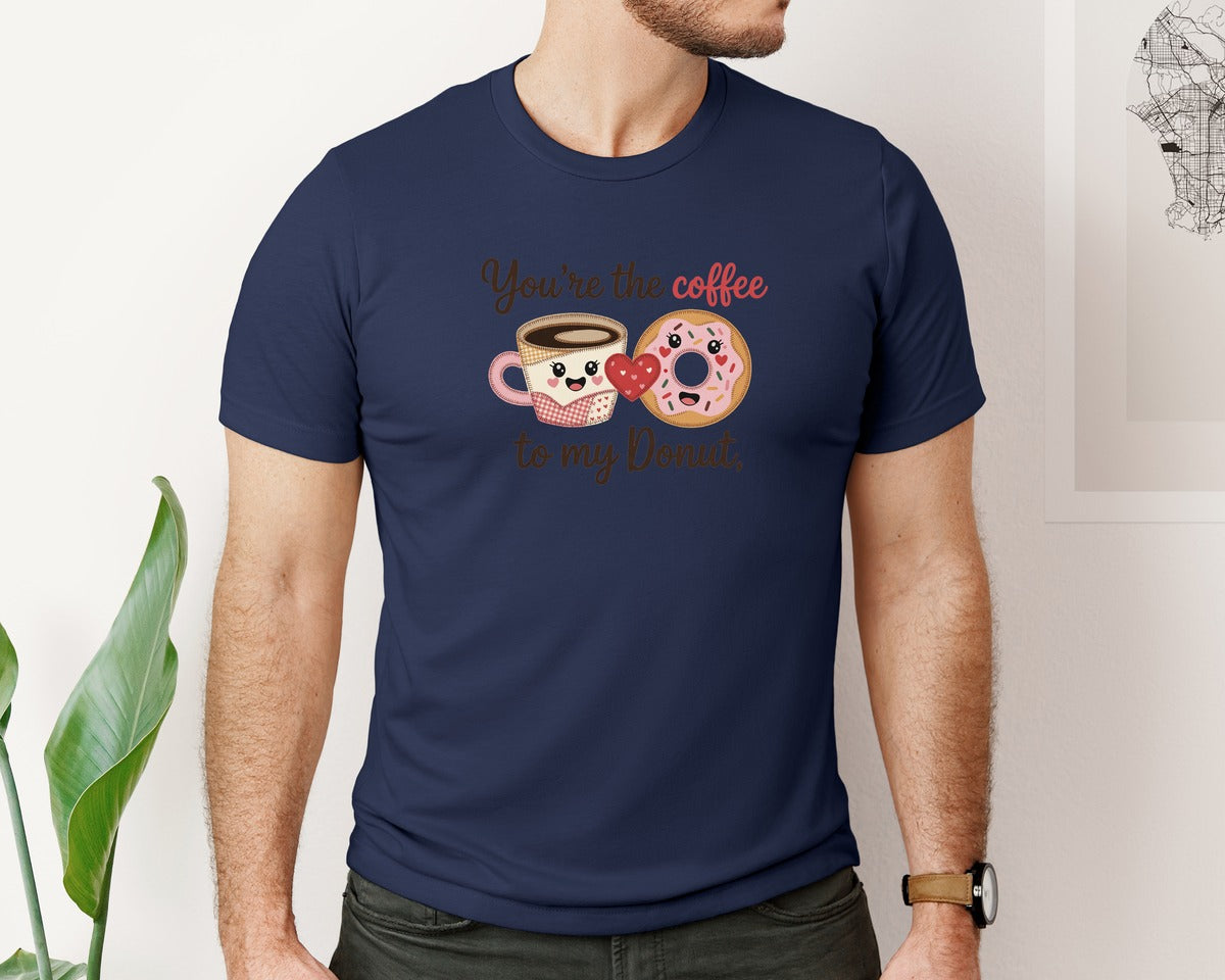 brand:Bella Canvas|color:Navy|Coffee To My Donut Funny Valentine 5 Graphic T-Shirt