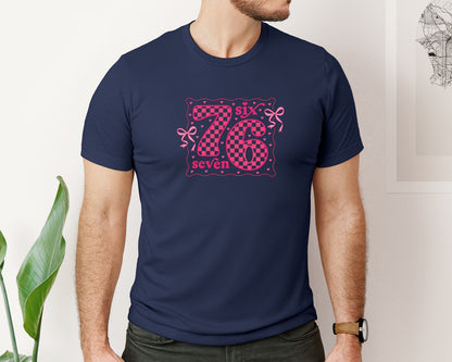 brand:Bella Canvas|color:Navy|Valentine 6 7 Six Seven Coquette Graphic T-Shirt