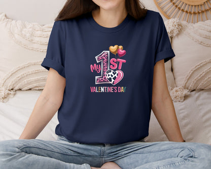 brand:Bella Canvas|color:Navy|My First Valentines Day Graphic T-Shirt