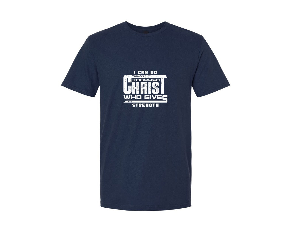 brand:Generic|color:Navy|I Can Do All Things Through Christ Who 40 Graphic T-Shirt